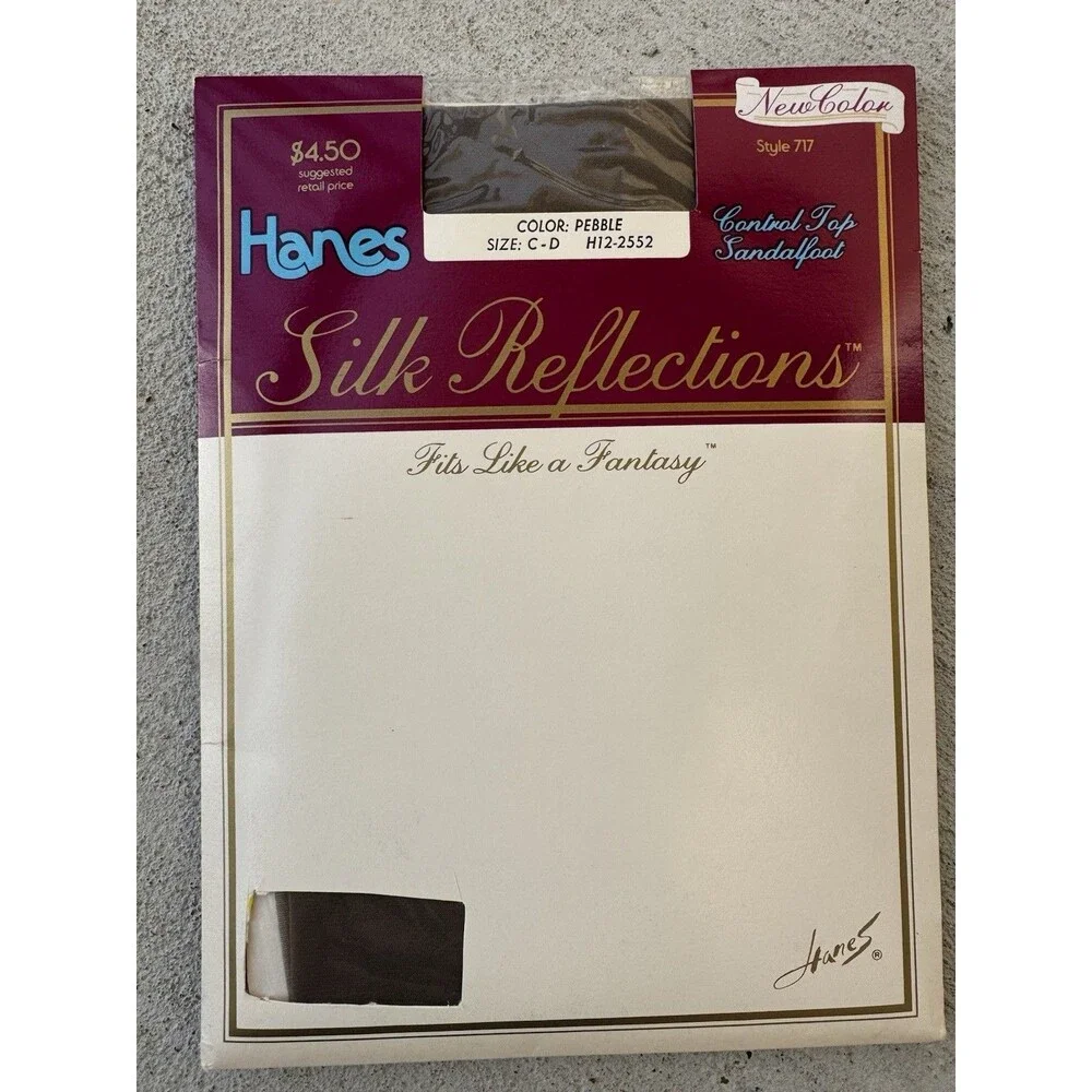 Vintage Hanes Silk Reflections Pebble ,Control Top Pantyhose  C-D New